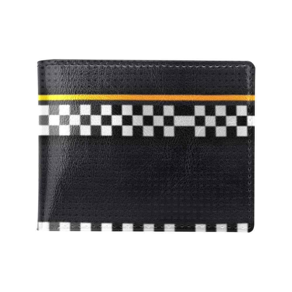 Checkered Flag Yellow Line Style Men's ID Card Wallet
