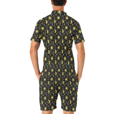 Sun Moon Golden Design Themed Print Men's Romper