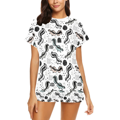 Skunk Print Design LKS303 Women's Short Pajama Set