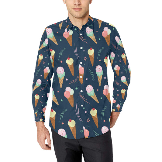 Ice Cream Pattern Print Design 04 Men's Long Sleeve Shirt