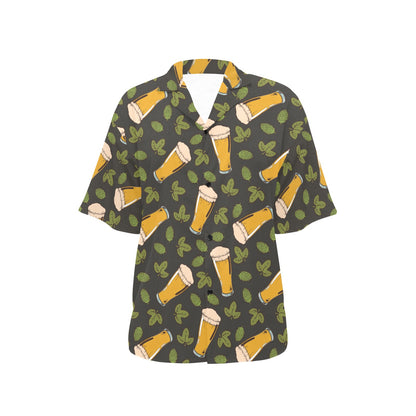 Beer Iris Pattern Print Design 02 Women's Hawaiian Shirt