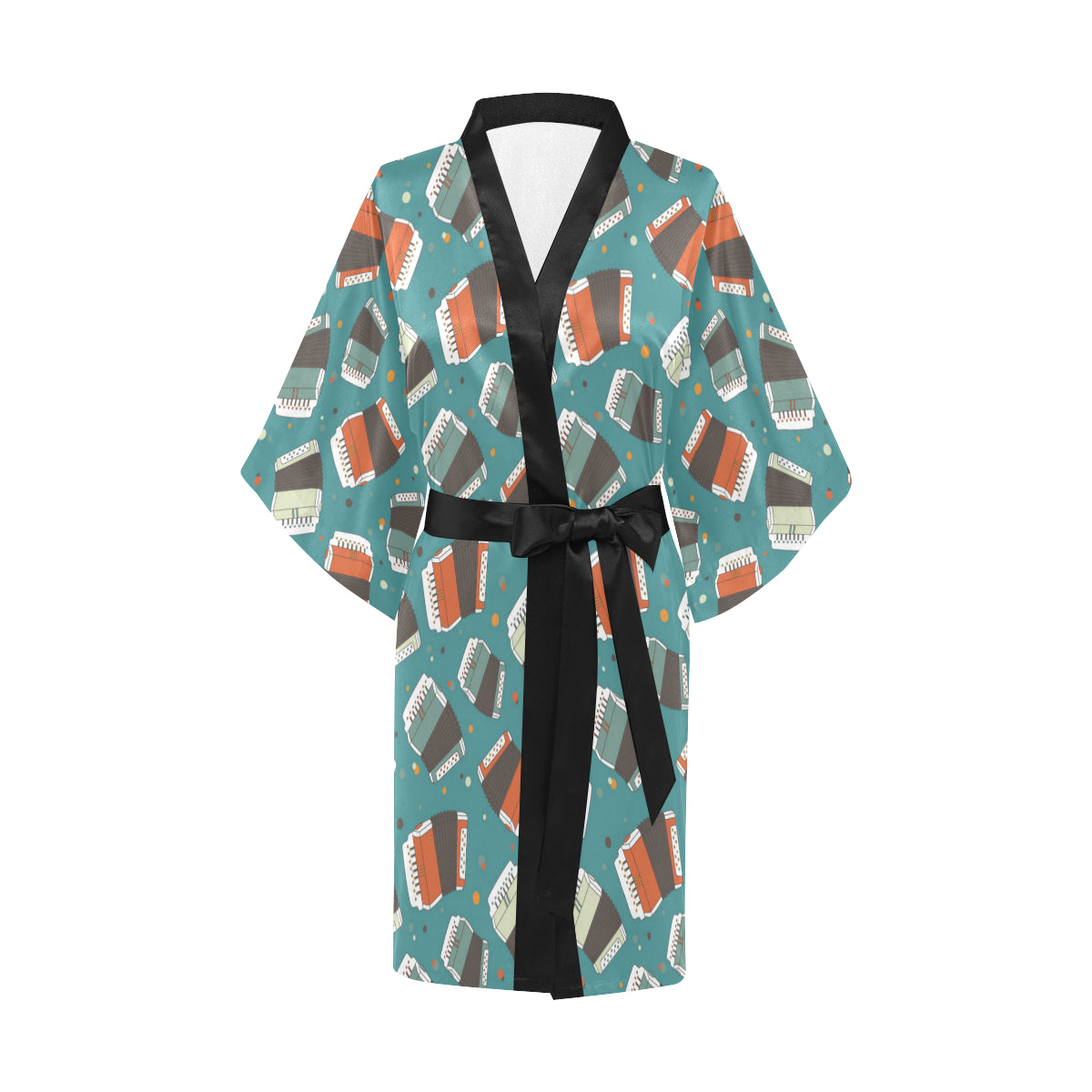 Accordion Pattern Print Design 02 Women's Short Kimono