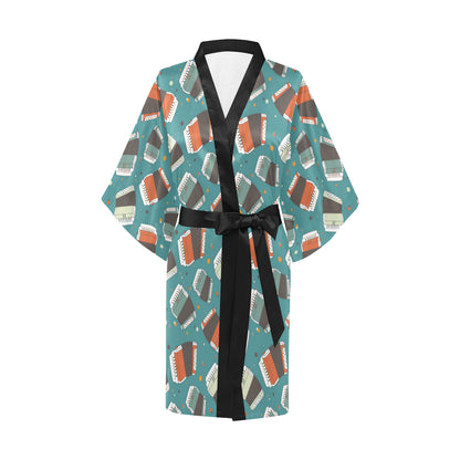 Accordion Pattern Print Design 02 Women's Short Kimono