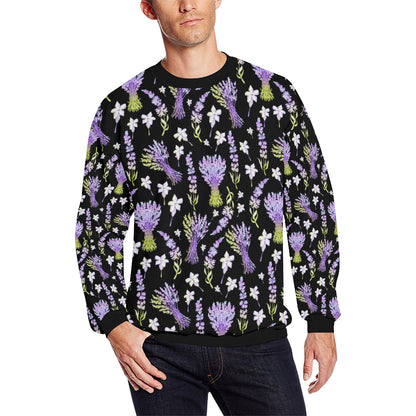 Lavender Pattern Print Design LV04 Men Long Sleeve Sweatshirt
