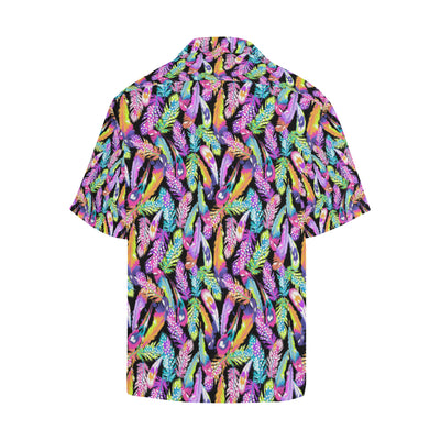 Neon Feather Pattern Print Design A02 Men's Hawaiian Shirt