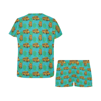 School Bus Print Design LKS308 Women's Short Pajama Set
