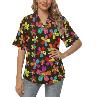Flower Power Colorful Print Pattern Women's Hawaiian Shirt