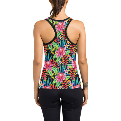 Heliconia Pattern Print Design HL02 Women's Racerback Tank Top