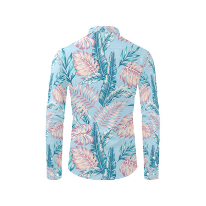 Tropical Flower Pattern Print Design TF01 Men's Long Sleeve Shirt