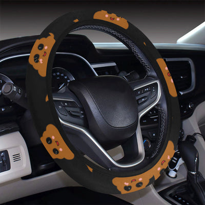 Poop Emoji Pattern Print Design A01 Steering Wheel Cover with Elastic Edge