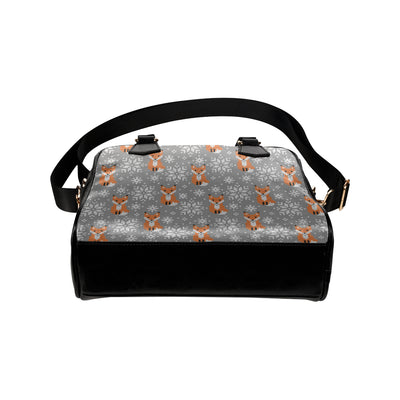 Knit Red Fox Pattern Print Design 02 Shoulder Handbag