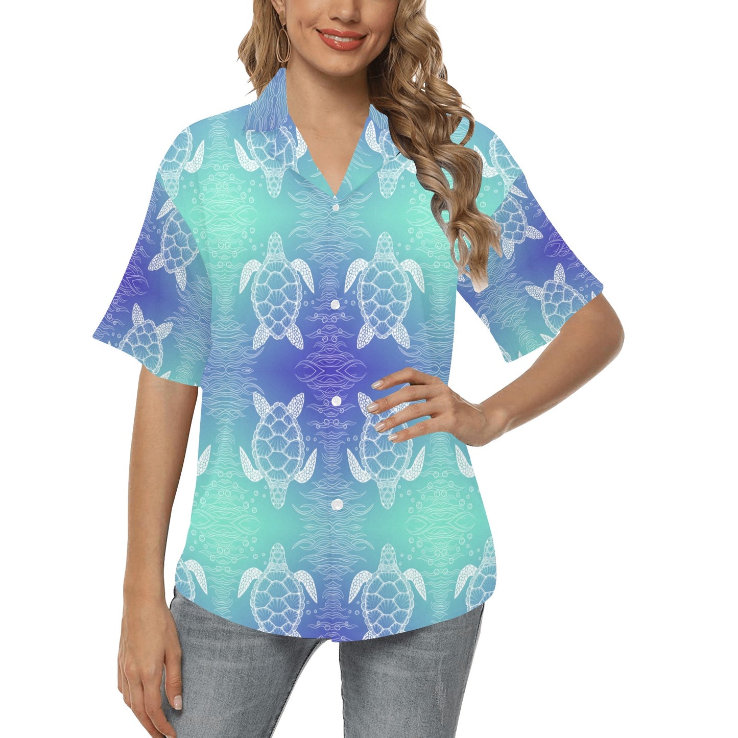 Sea Turtle Draw Women's Hawaiian Shirt