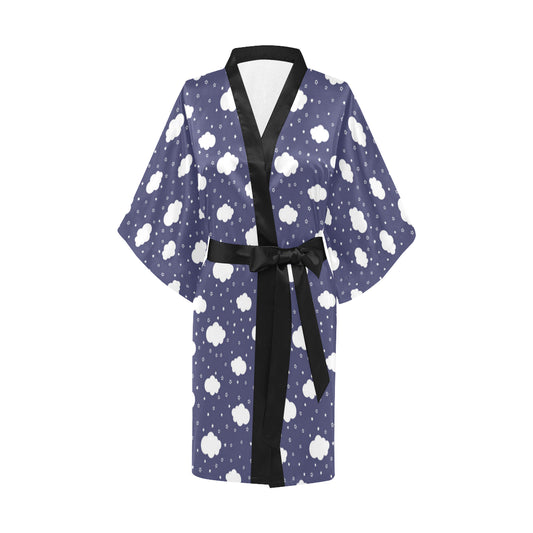 Cloud  Pattern Print Design 03 Women's Short Kimono