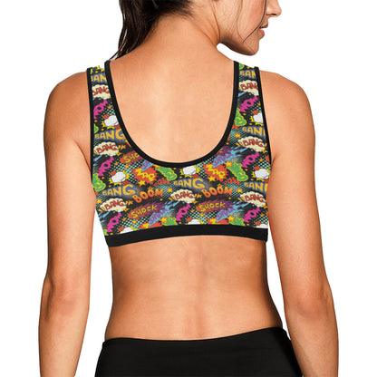 Comic Book Pattern Print Design 01 Sports Bra