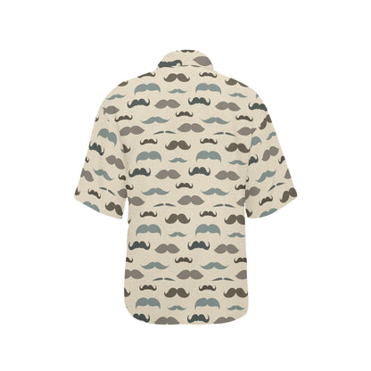 Mustache Pattern Print Design A01 Women's Hawaiian Shirt