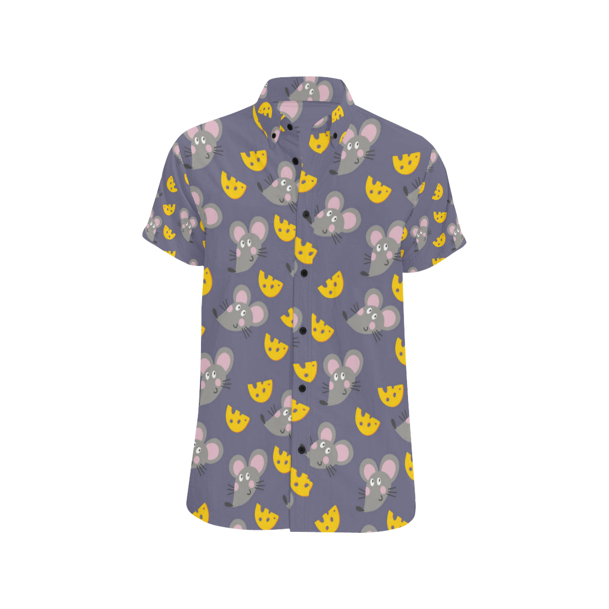 Rat With Cheese Pattern Print Design 01 Men's Short Sleeve Button Up Shirt