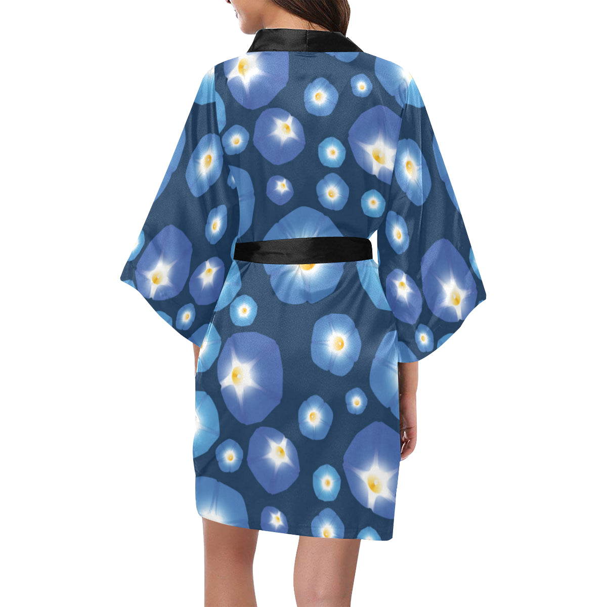 Morning Glory Pattern Print Design 02 Women's Short Kimono