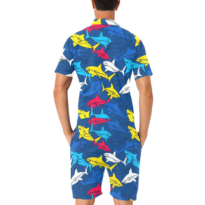 Shark Color Pattern Men's Romper