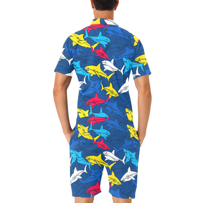 Shark Color Pattern Men's Romper