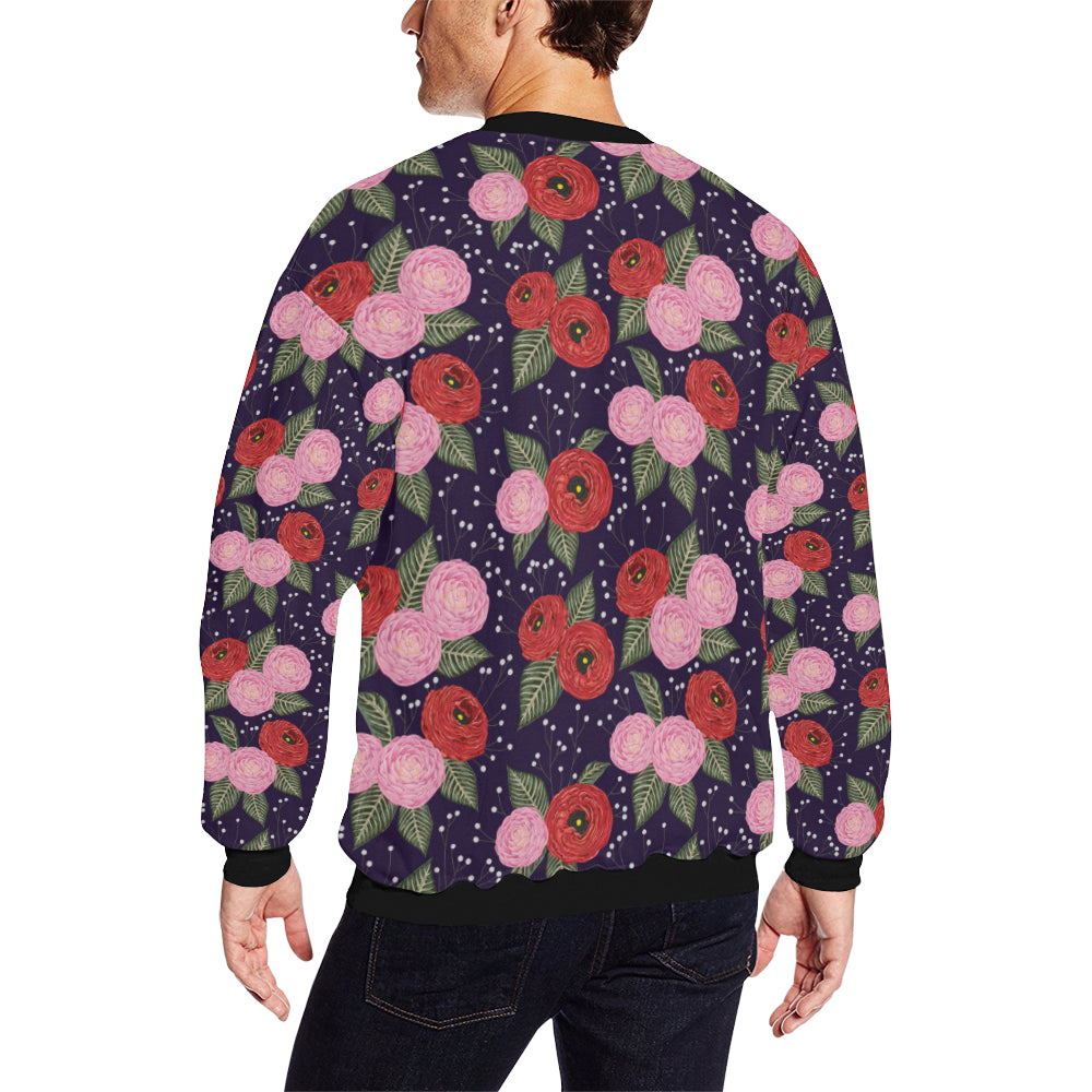 Camellia Pattern Print Design CM02 Men Long Sleeve Sweatshirt