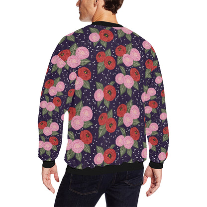 Camellia Pattern Print Design CM02 Men Long Sleeve Sweatshirt