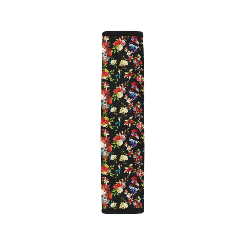 Skull Roses Flower Design Themed Print Car Seat Belt Cover