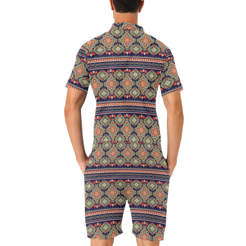 Ethnic Geometric Print Pattern Men's Romper