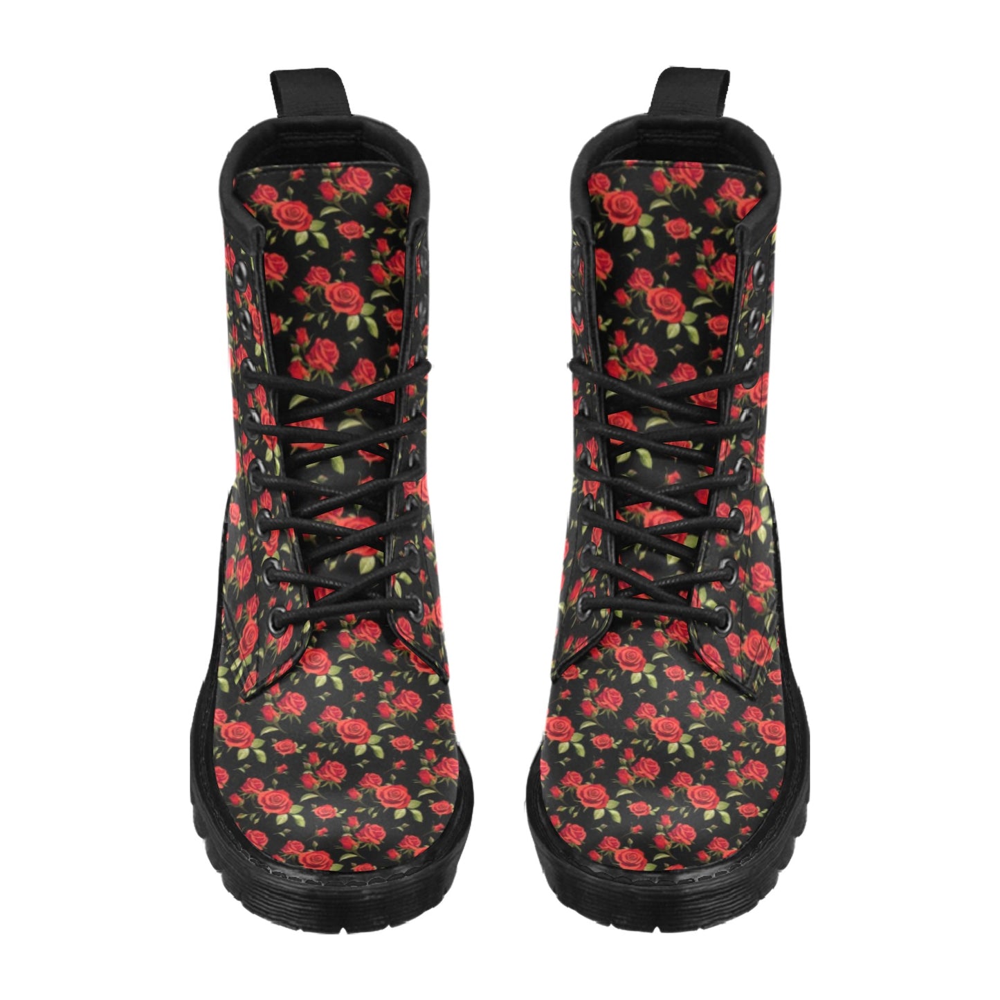 Red Rose Themed Print Women's Boots