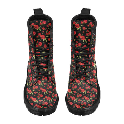 Red Rose Themed Print Women's Boots