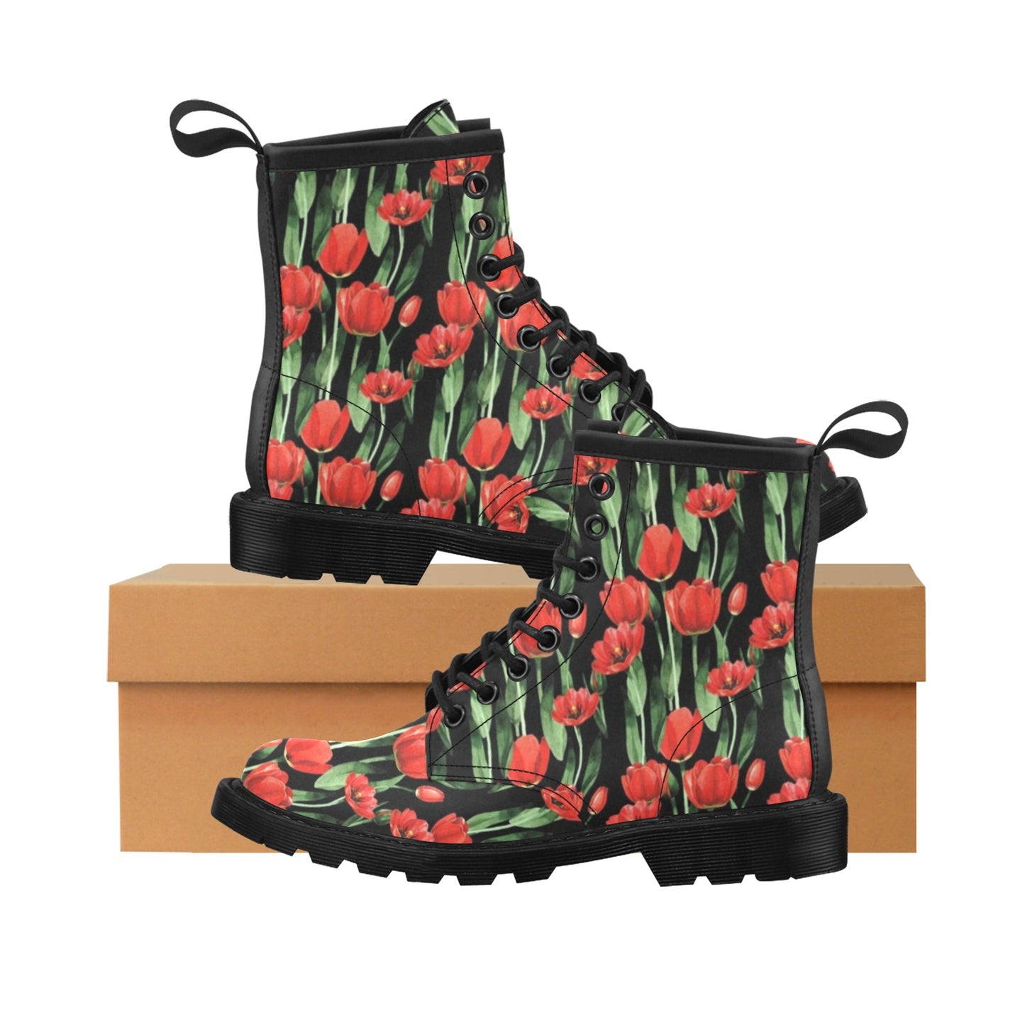 Tulip Red Pattern Print Design TP03 Women's Boots