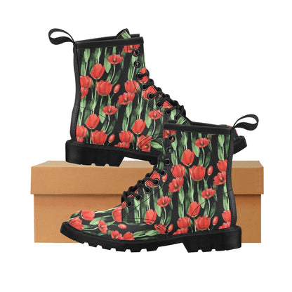 Tulip Red Pattern Print Design TP03 Women's Boots