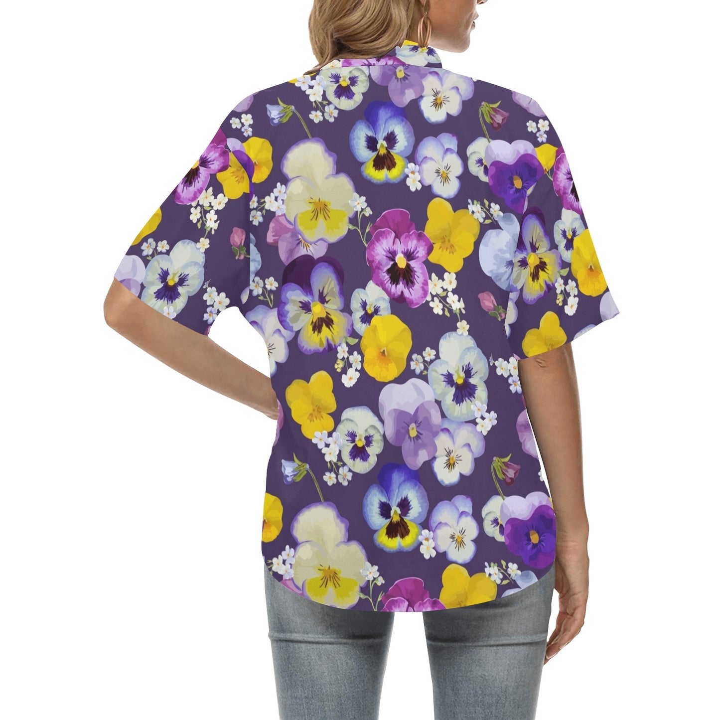 Pansy Pattern Print Design PS02 Women's Hawaiian Shirt