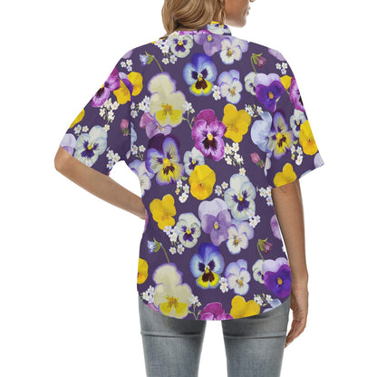 Pansy Pattern Print Design PS02 Women's Hawaiian Shirt