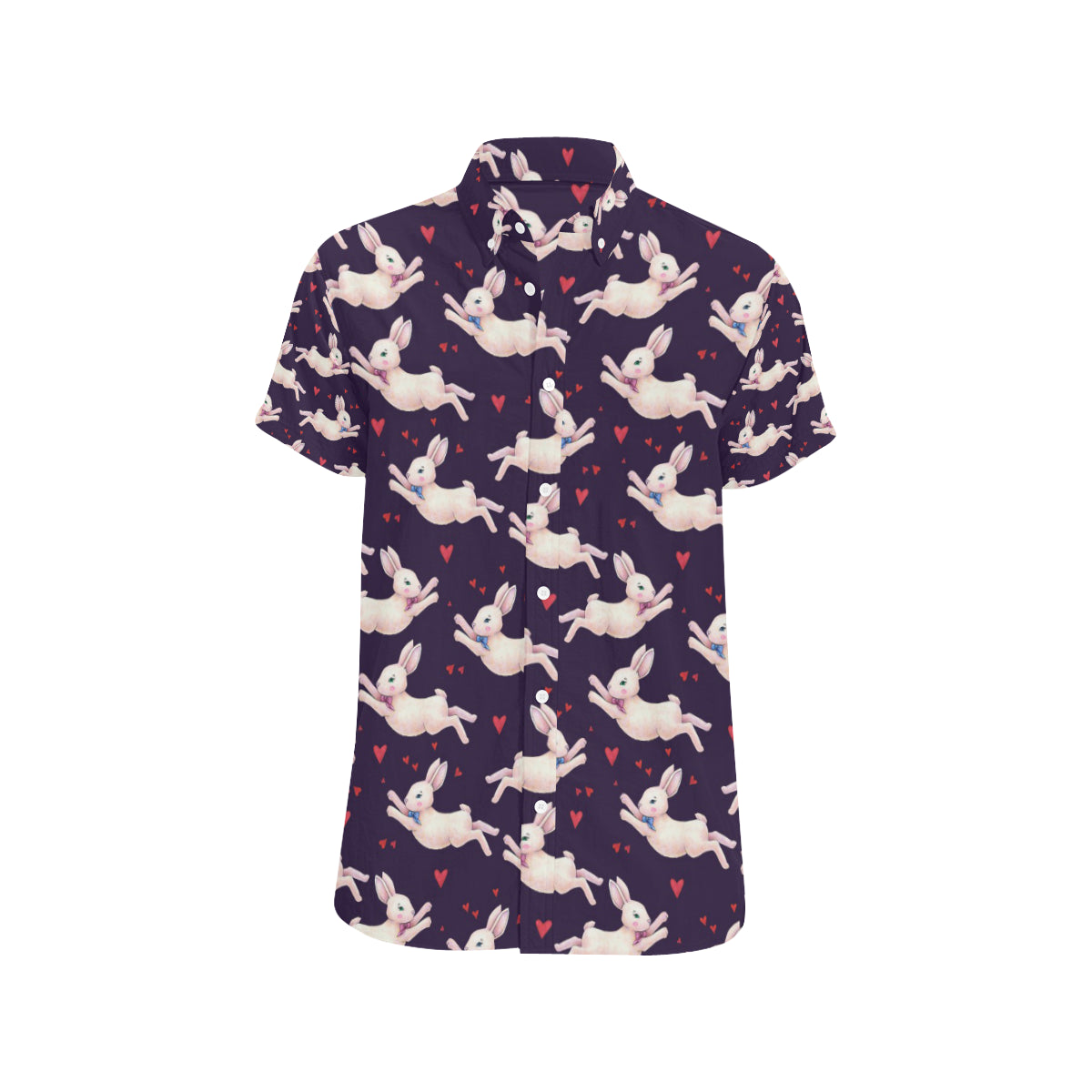 Rabbit Pattern Print Design RB016 Men's Short Sleeve Button Up Shirt