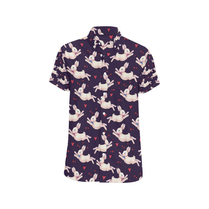 Rabbit Pattern Print Design RB016 Men's Short Sleeve Button Up Shirt