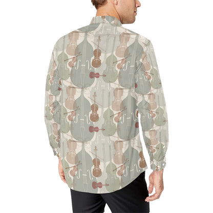 Violin Pattern Print Design 01 Men's Long Sleeve Shirt