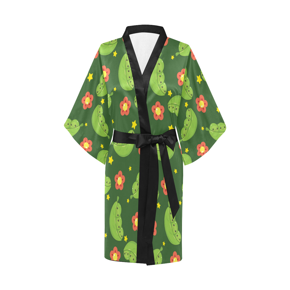 Peas Pattern Print Design A01 Women's Short Kimono