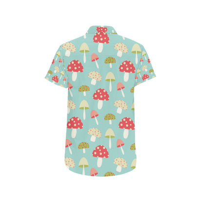 Mushroom Pattern Print Design A01 Men's Short Sleeve Button Up Shirt