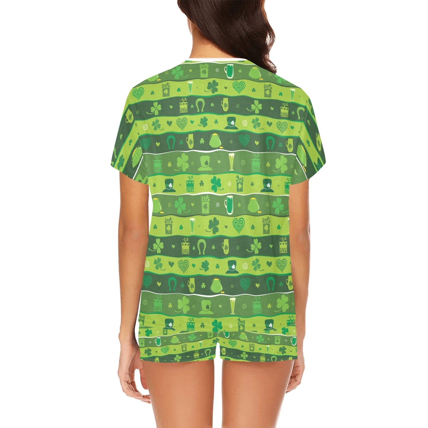 Shamrock Print Design LKS303 Women's Short Pajama Set