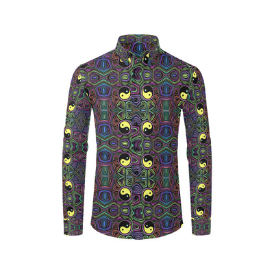 Yin Yang Neon Color Design Print Men's Long Sleeve Shirt