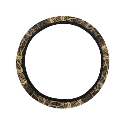 Elegant Gold leaf Print Steering Wheel Cover with Elastic Edge