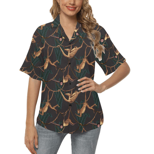Monkey Pattern Print Design 02 Women's Hawaiian Shirt