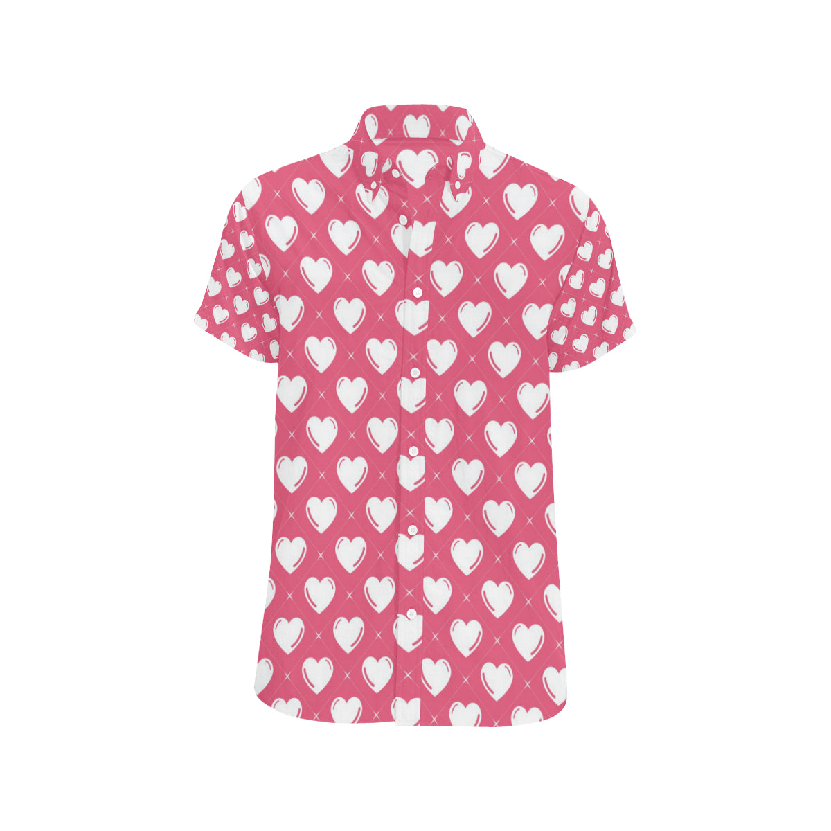 Heart Pattern Print Design HE07 Men's Short Sleeve Button Up Shirt