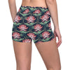 Water Lily Pattern Print Design WL03 Yoga Shorts