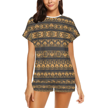 Ancient Greek Print Design LKS303 Women's Short Pajama Set