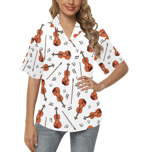 Violin Pattern Print Design 02 Women's Hawaiian Shirt