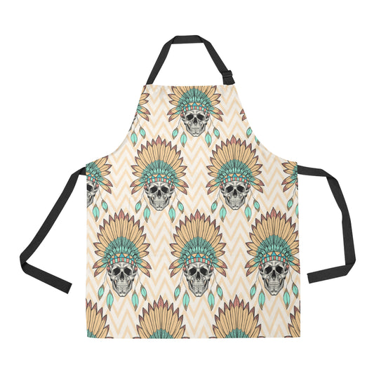 Indian Skull Pattern Apron with Pocket