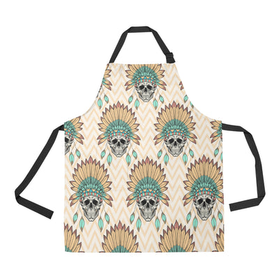 Indian Skull Pattern Apron with Pocket