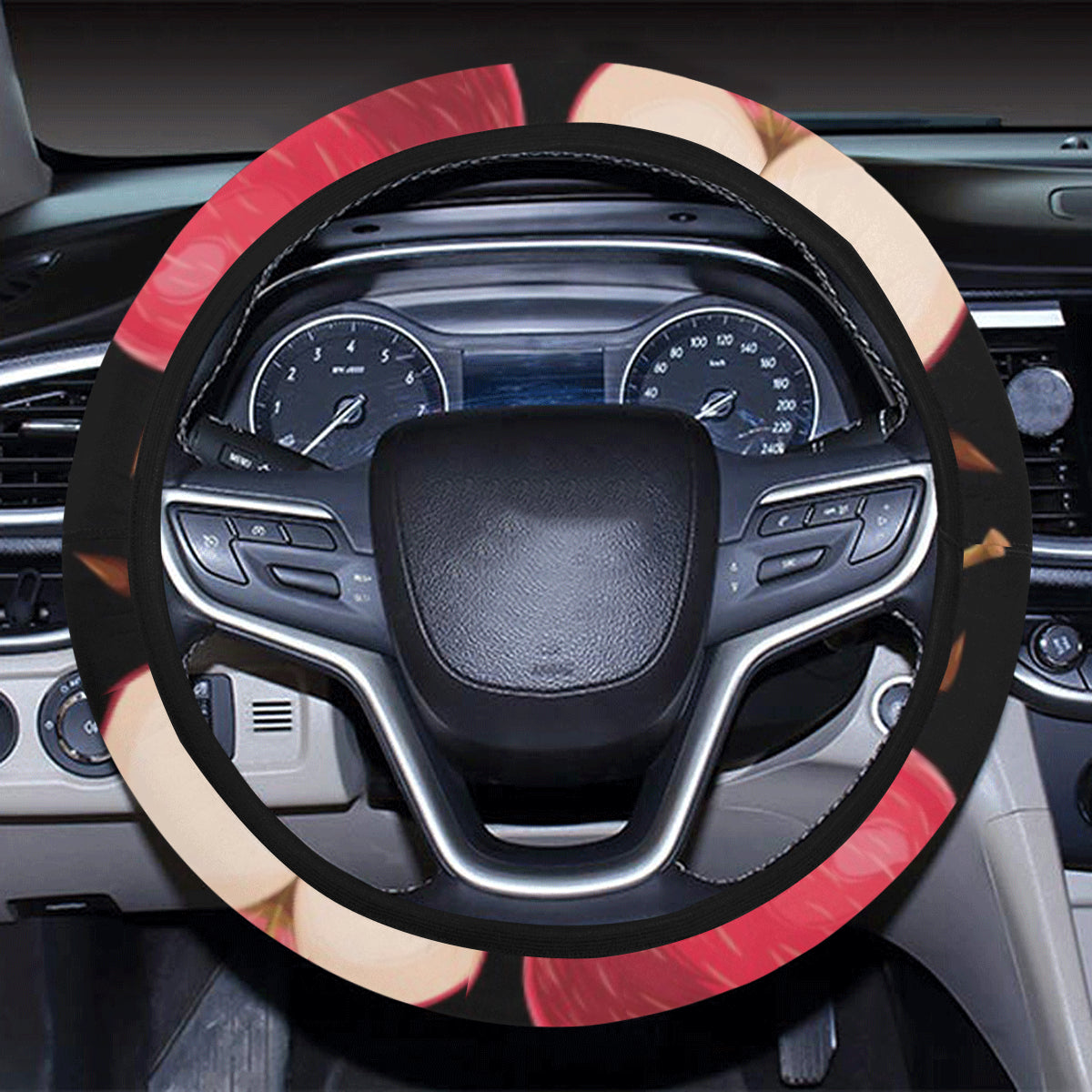 Apple Pattern Print Design AP02 Steering Wheel Cover with Elastic Edge