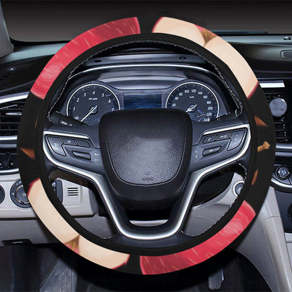 Apple Pattern Print Design AP02 Steering Wheel Cover with Elastic Edge